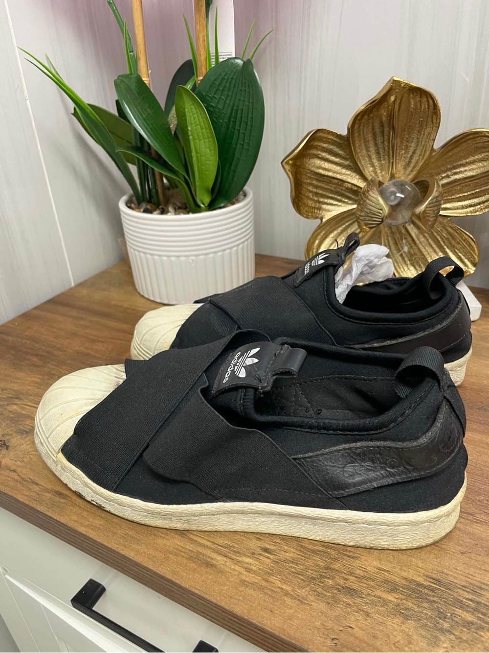 adidas Kids Black Slip-On Sneakers with White Shell Toe - Picture 3 of 3